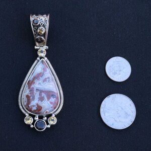 Agate, Citrine Pendant and Smoky Topaz Pendant